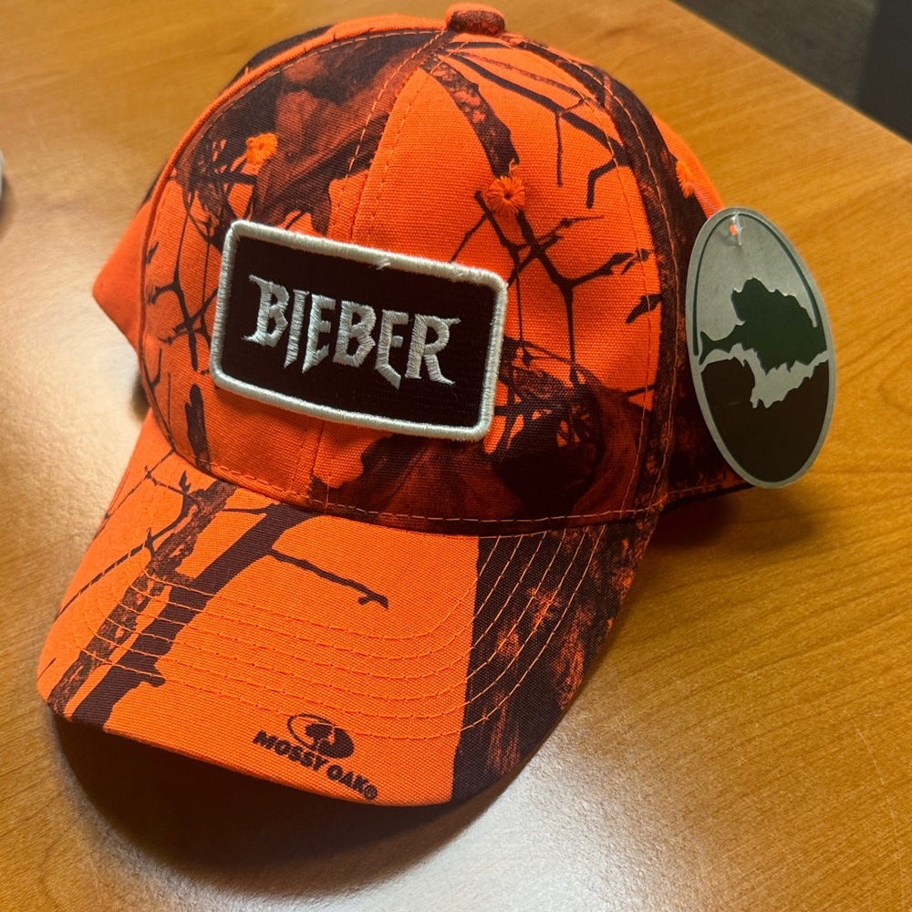 Justin Bieber Mossy Oak Orange and Black Camo hat